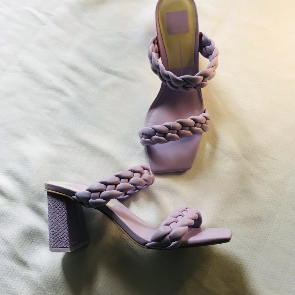 Dolce vita Braided Strap Block Heel Sandals -‎ Purple